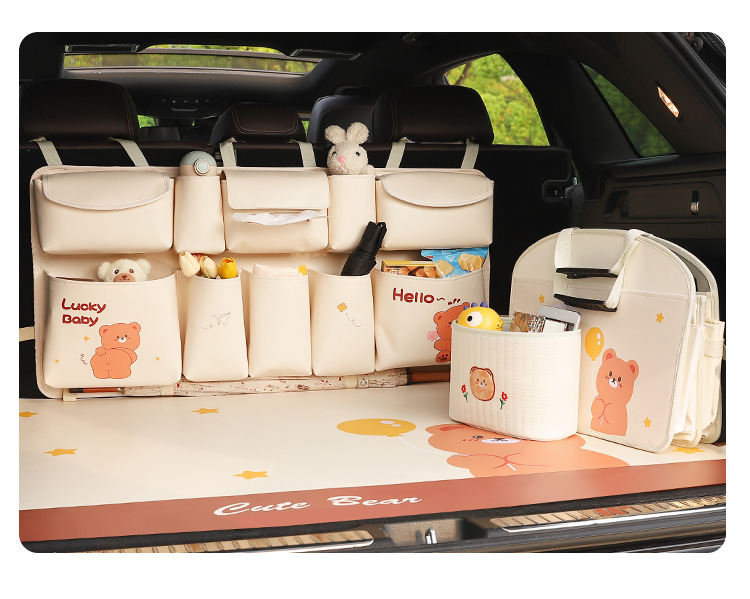 Car trunk storage bag multifunctional car rear hanging storage bag cute car storage box hanging bag