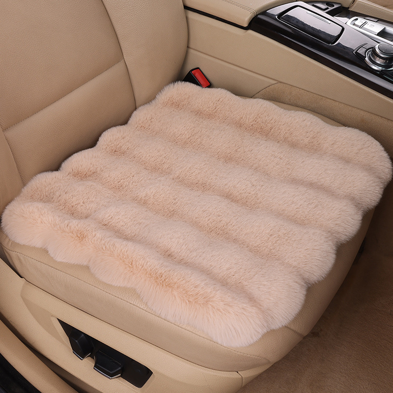 Qìchē Car Seat Cushion Winter Plush Single Piece 2023 (Wool pad) - khaki-front-row-single-piece