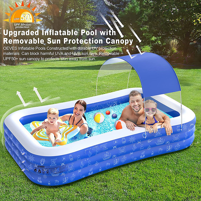 Inflatable square travel swimming pool