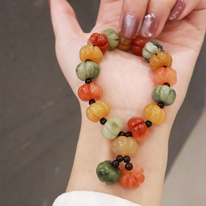 Natural Golden Silk Jade crystal Pumpkin Bead Bracelet Wholesale  Men and women god luck jewelry Bracelets