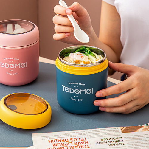 Tedmei 316 breakfast cup Japanese style portable microwave soup cup can 304 stainless steel insulated lunch box for work