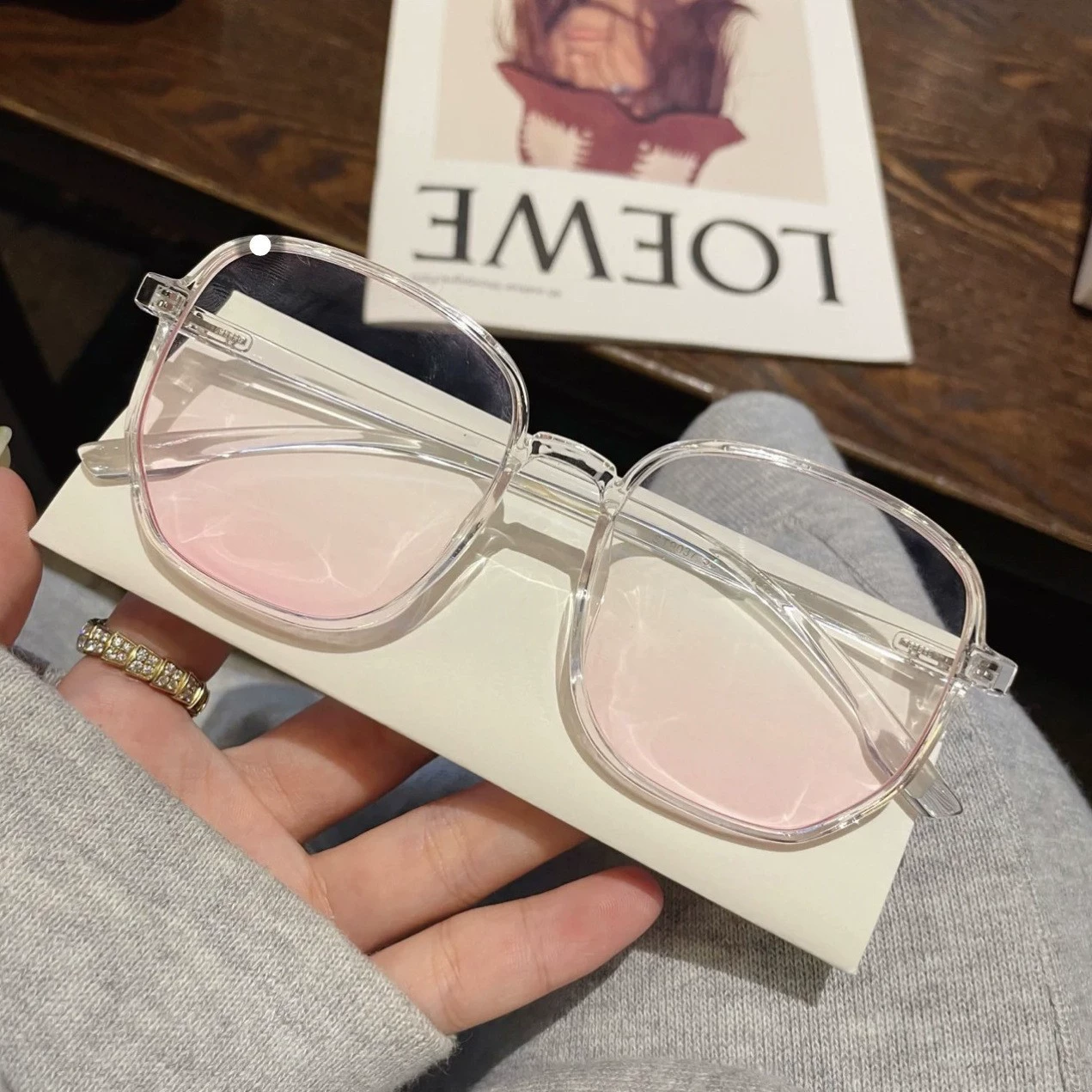 Очки в стиле моды Корейский стиль, очки с oversized квадратной оправой, легкие 22 г