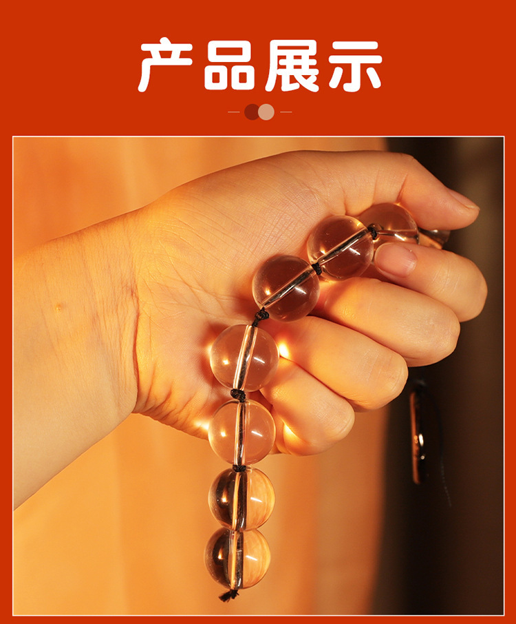 Crystal Glass Anal Beads for Adults, Transparent, Small Size — detail image 3
