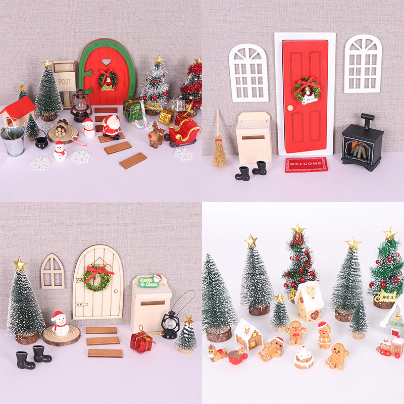 跨境Dollhouse圣诞节装饰模型配件 可自行组合娃娃屋圣诞场景摆件