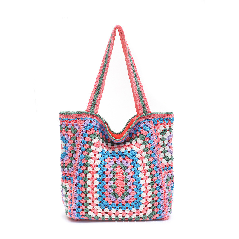 Women's Retro Large Capacity Tote Bag - Luxury Lightweight Handbag For Commuting, Knit Crossbody Shoulder Bag - Thumbnail 4