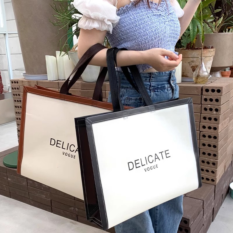 网红服装店覆膜无纺布可肩背定手提袋制logo衣服袋环保大牌女装袋