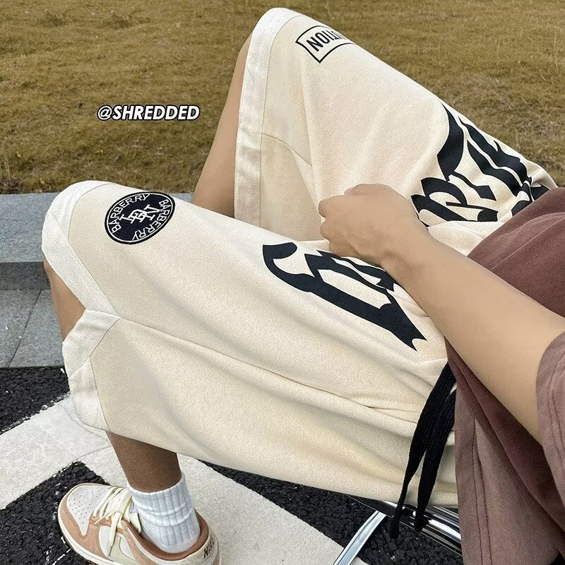 High Street American Shorts Men's Summer Trendy Brand Sports Pants Loose Casual Pants Heavy plus size Basketball Pants