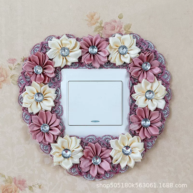 开关套布艺蕾丝开关贴墙贴插座防尘保护套家用结婚灯开关罩子欧式