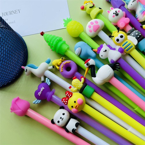 Korean-style cartoon neutral pen, internet-famous and adorable girly neutral pen—sleek black design, perfect for students in a fresh, modern style.
