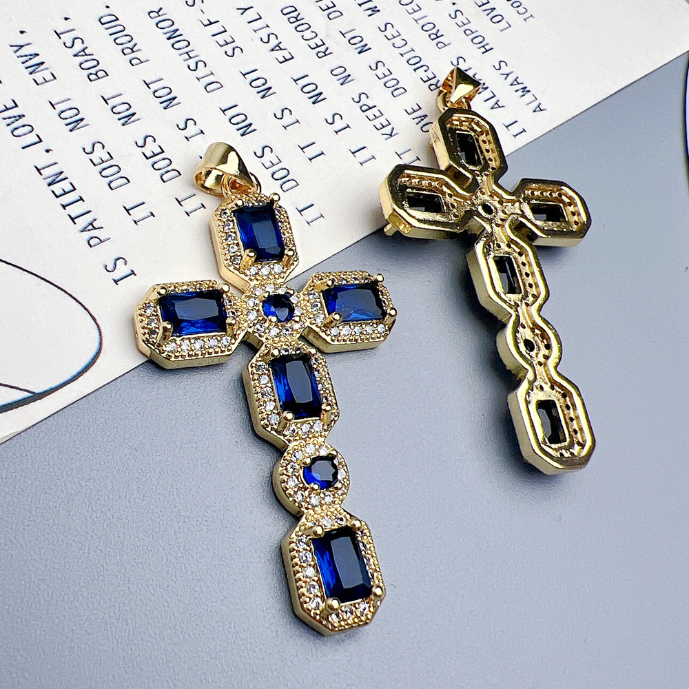 1 Piece Copper Zircon Cross display picture 2