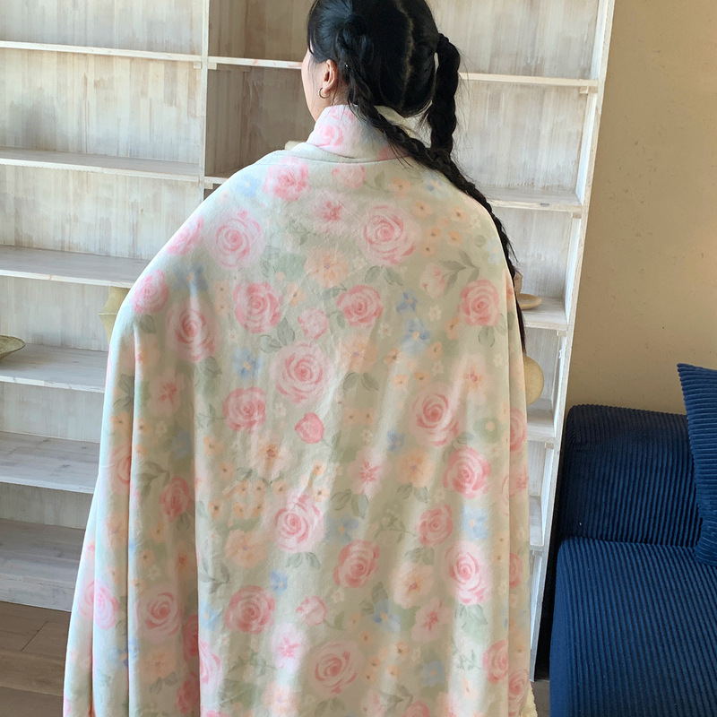 秋冬加厚牛奶绒毛毯双层休闲盖毯羊羔绒保暖办公室午休毯学生披肩|undefined