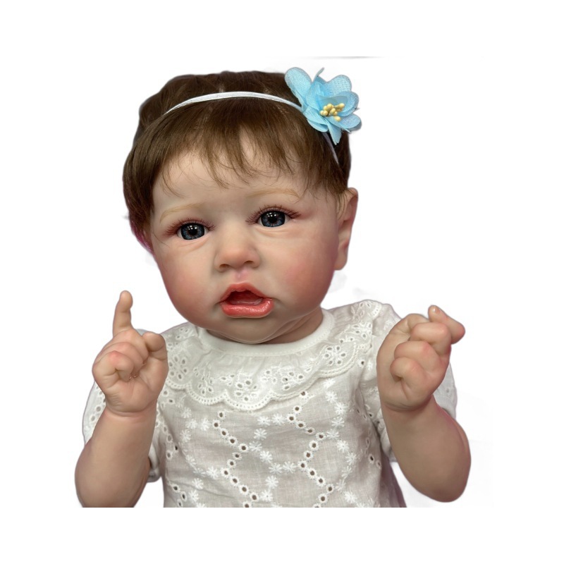 Muñeca de simulación de tendones verdes, muñeca pesada a simple vista, 22 pulgadas, vasos sanguíneos suaves para bebés, comercio exterior transfronterizo