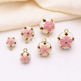 diy饰品配件纯铜镂空花铃铛车载工艺品挂件材料