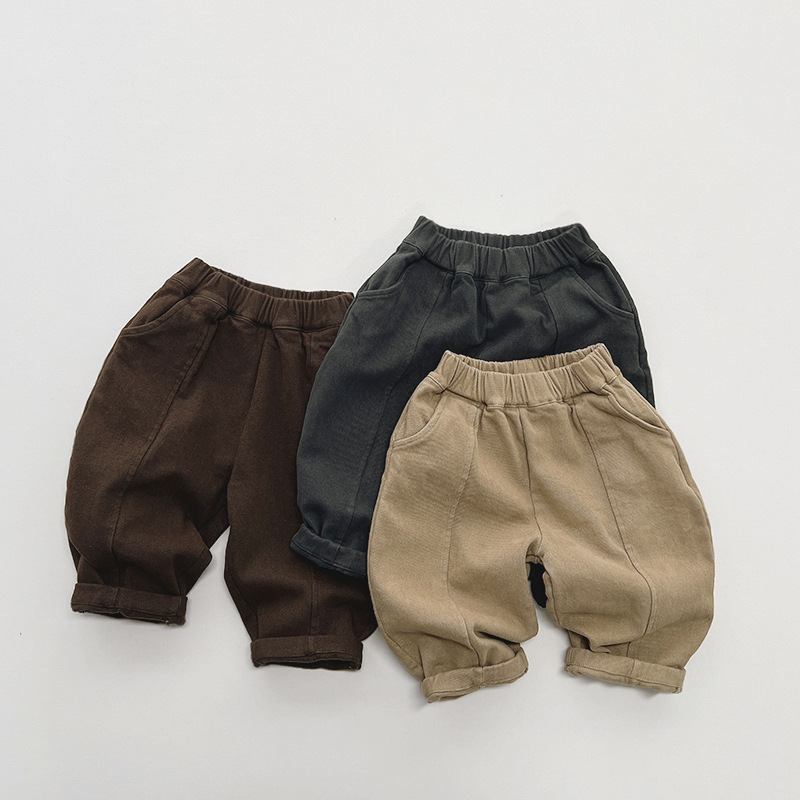 Pantalones de lana para niños invierno versátil simple nuevo estilo coreano estilo japonés pantalones casuales de lana delgada para niños y niñas bebé moda