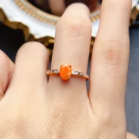 Заводская оптовая продажа натурального огня Opal кольцо S925 серебро инкрустированный главный камень 5*7 горячо продается в Европе и Америке