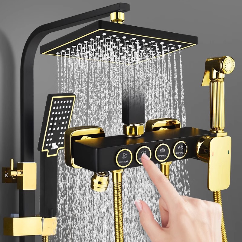 European Style Black Shower suit Household All Copper Bathroom Shower Toilet Pressurized Shower Shower Head