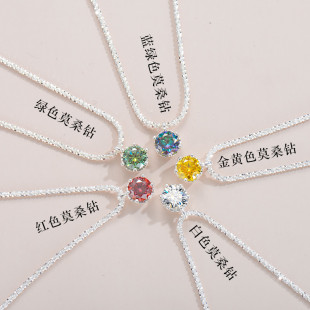 Sterling Silver S925 Color Mosan Diamond Necklace Sparkling Cauliflower Chain TikTok Live Hot Selling High-end Light Luxury