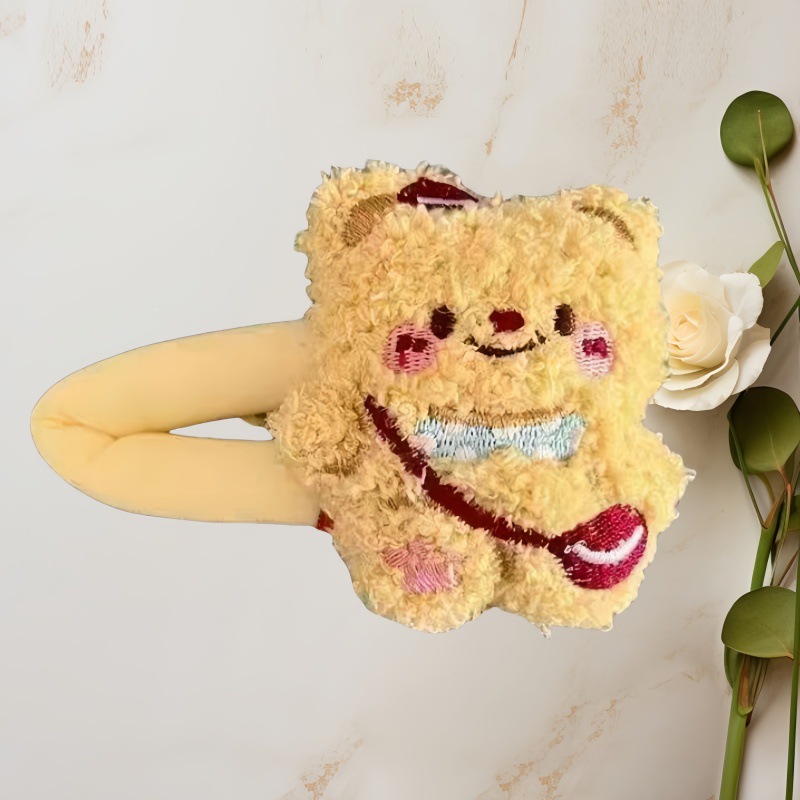 Mantequilla de dibujos animados oso peluche broche de cabello otoño invierno lindo chica frente fría cabello rotura frangeo BB clip lateral broche de cabello image 3