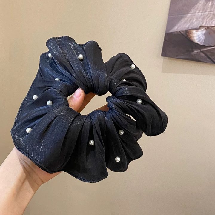 68#Black flowing yarn pleated beading about 20cm