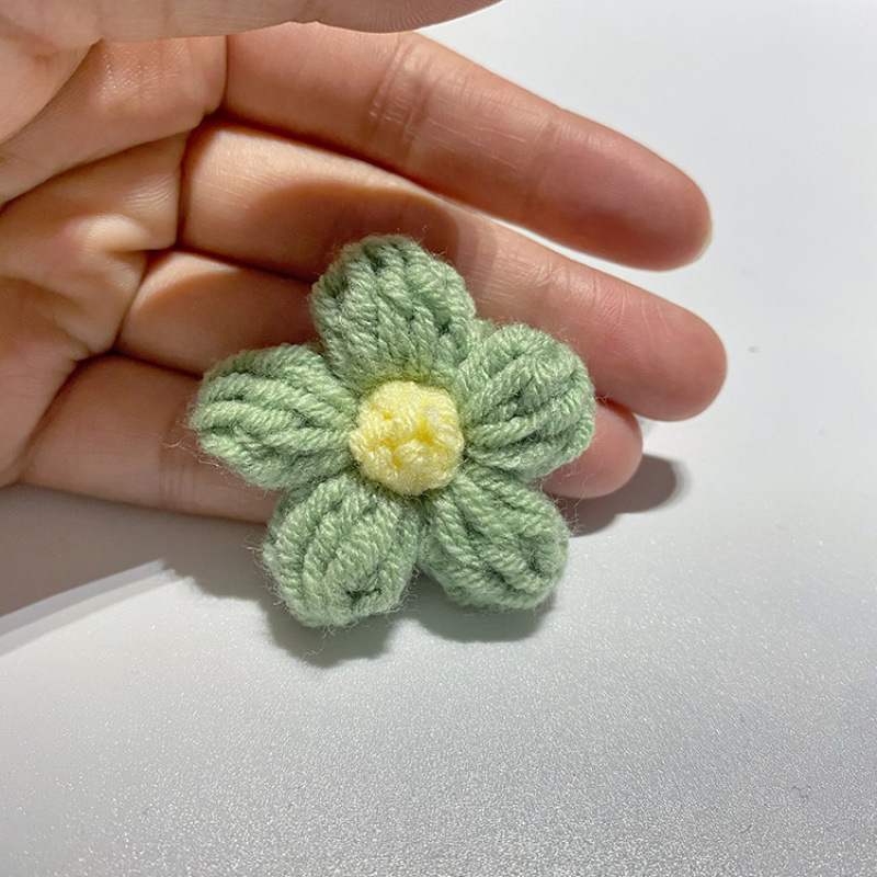 现货手工钩织泡芙花毛线花朵服装辅料饰品胸花包包仿真花花束配件|undefined