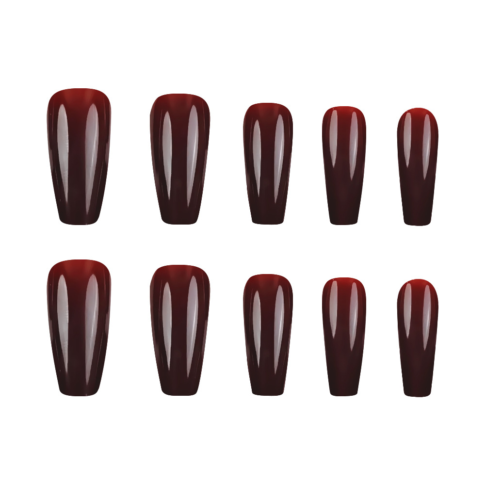 Comercio exterior otoño y invierno Che Lizi rojo desgaste de uñas escaleras europeas y estadounidenses de color sólido 24 piezas de uñas falsas al por mayor image 5