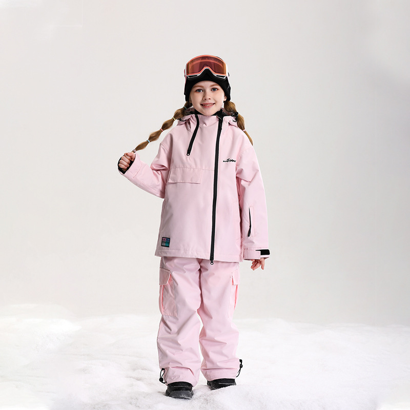 2024 New Children's Ski Suit Set for Boys and Girls, Winter Windproof Thickened Warm Ski Suit for Single and Double Skis