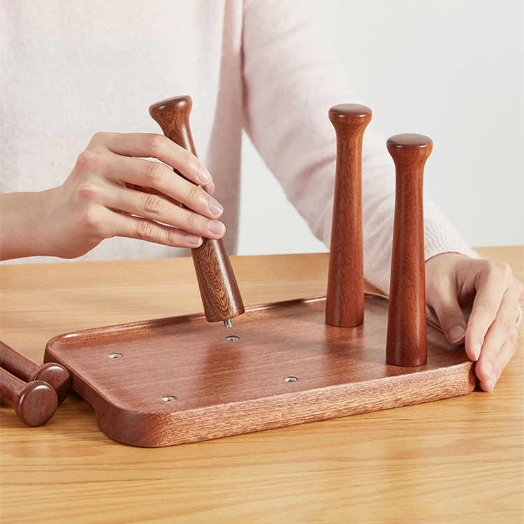 Hogar portavasos de madera maciza taza de té taza de vidrio taza al revés estante de drenaje estante de almacenamiento