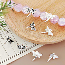 合金镀银蜻蜓隔珠藏银古风手工串珠diy饰品配件手链材料隔片佛珠