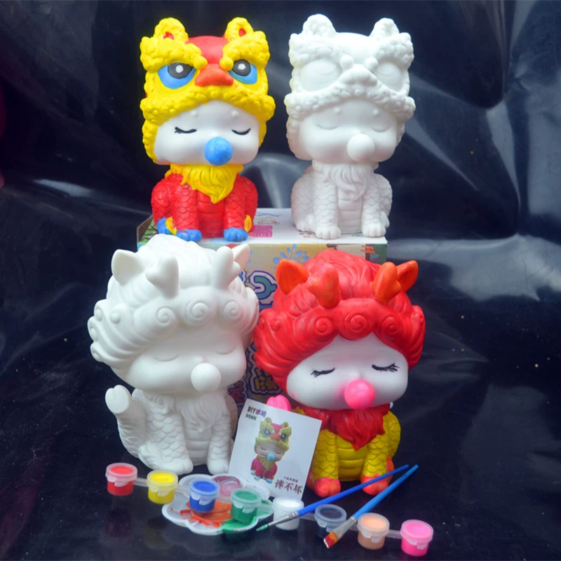 DIY-головоломка на Новый год Douyin Xiaohongshu та же популярная львиная танцевальная голова кукла милая имитация Zhonghua Дракон