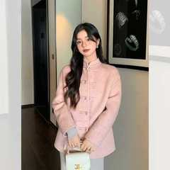 新中式2025国风盘扣毛呢子外套新款中式双面呢女装小个子大衣秋冬