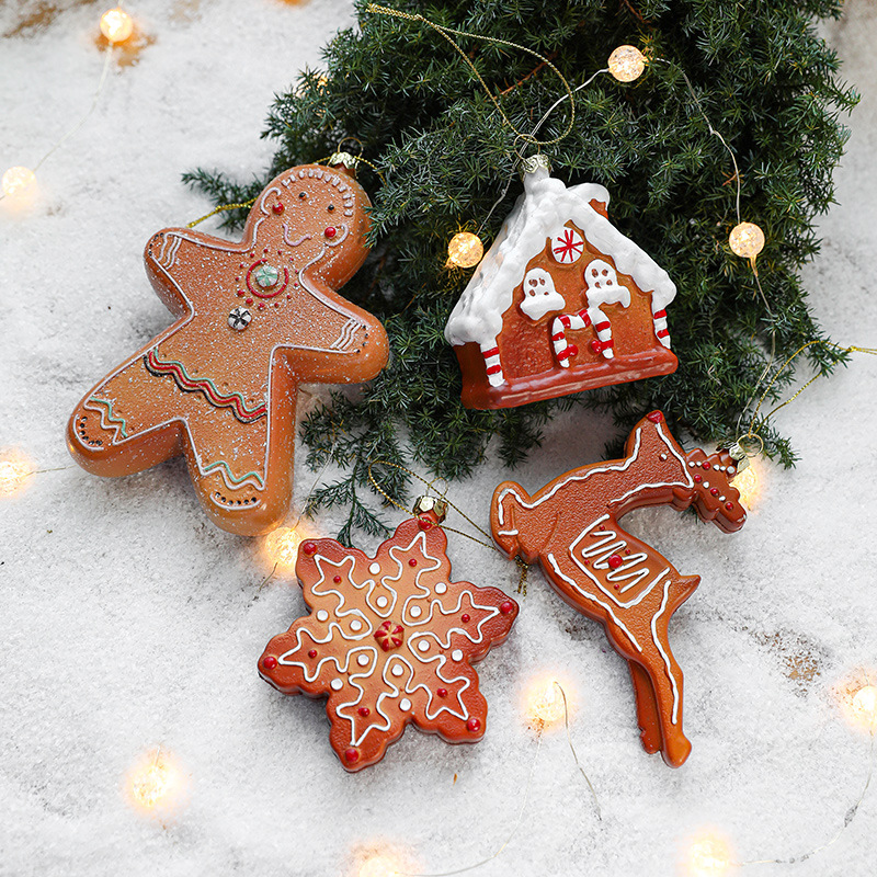 Navidad transfronteriza decoración creativa árbol de Navidad copo de nieve alce pan de jengibre hombre ventana colgante diseño de atmósfera en stock