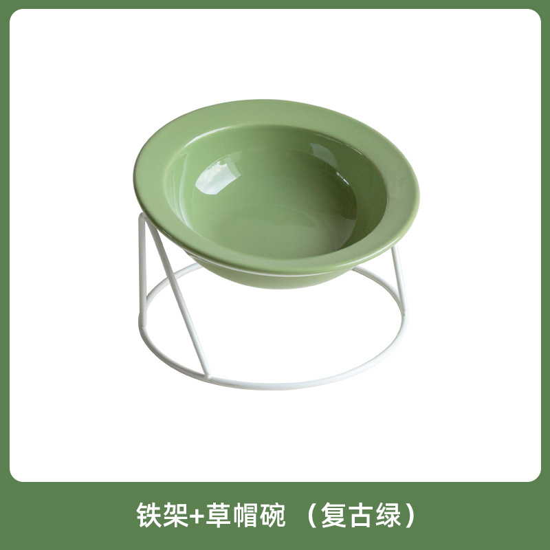 Cerámica inclinada para artículos de mascotas doble cuello protector de cuello para gatos tazón de comida para gatos aumento anti-derroquear tazón de agua para gatos y perros tazón de grano