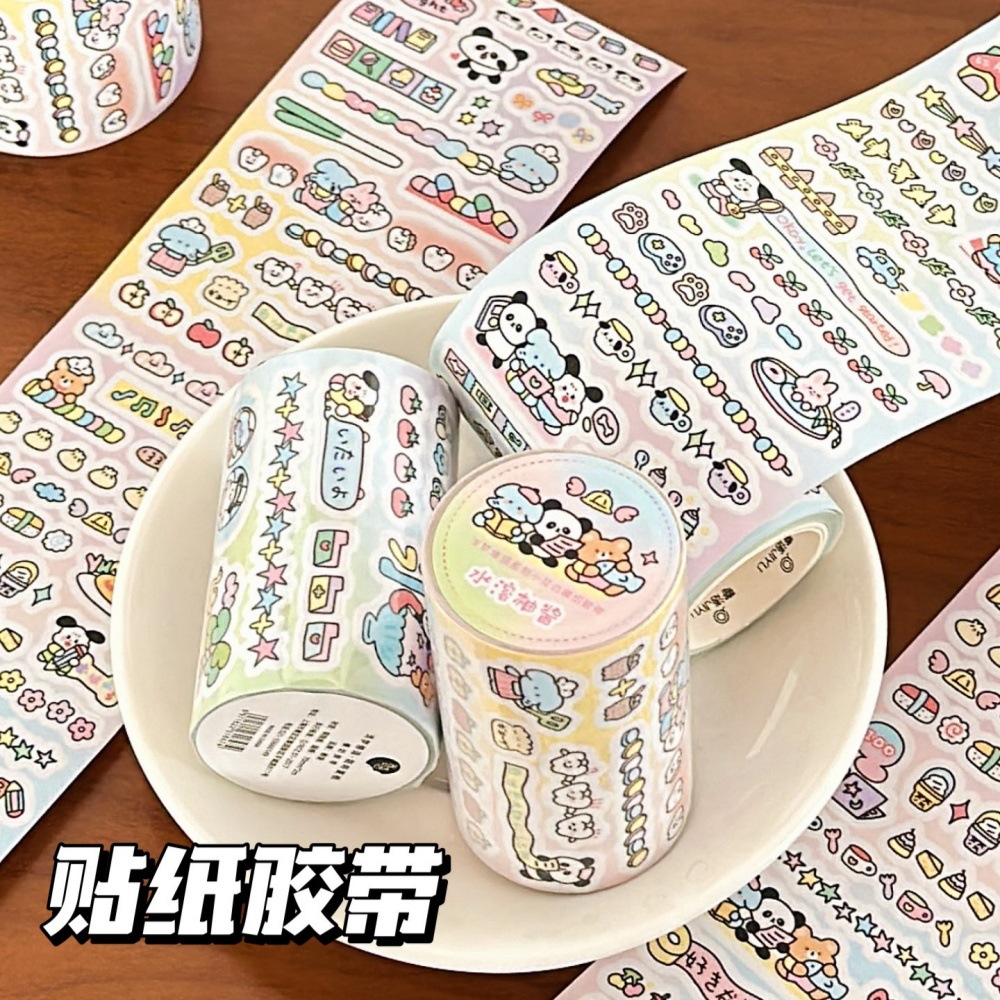 Nueva cinta de película de corte de dibujos animados, sueño claro, lenguaje cansado, encaje pequeño, lindo y simple, material de decoración de cuentas, paquete de pegatinas al por mayor