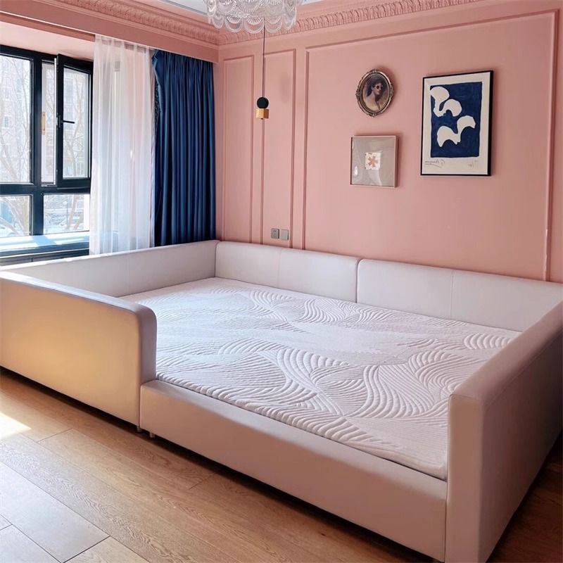 Second Child Family of Four Bed Master Bedroom Tatami Simple Widened Splicing Extra Large Guardrail Third Child Leather Combination