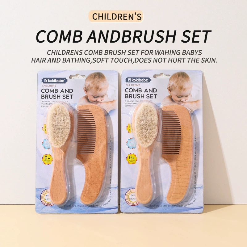 Набор шерстяных детских щеток для кожи головы новорожденного очищает мягкие волосы шампунь щетка для купания бука массаж деревянная ручка расческа