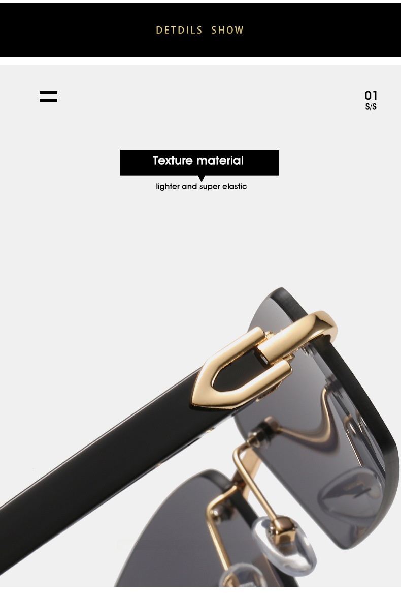 2021 Neue rahmenlose Sonnenbrille in Box, europäische und amerikanische Mode, Hornbesatzbrille, personalisierte Sonnenbrille in Geleefarbe für Frauen_voghion.com