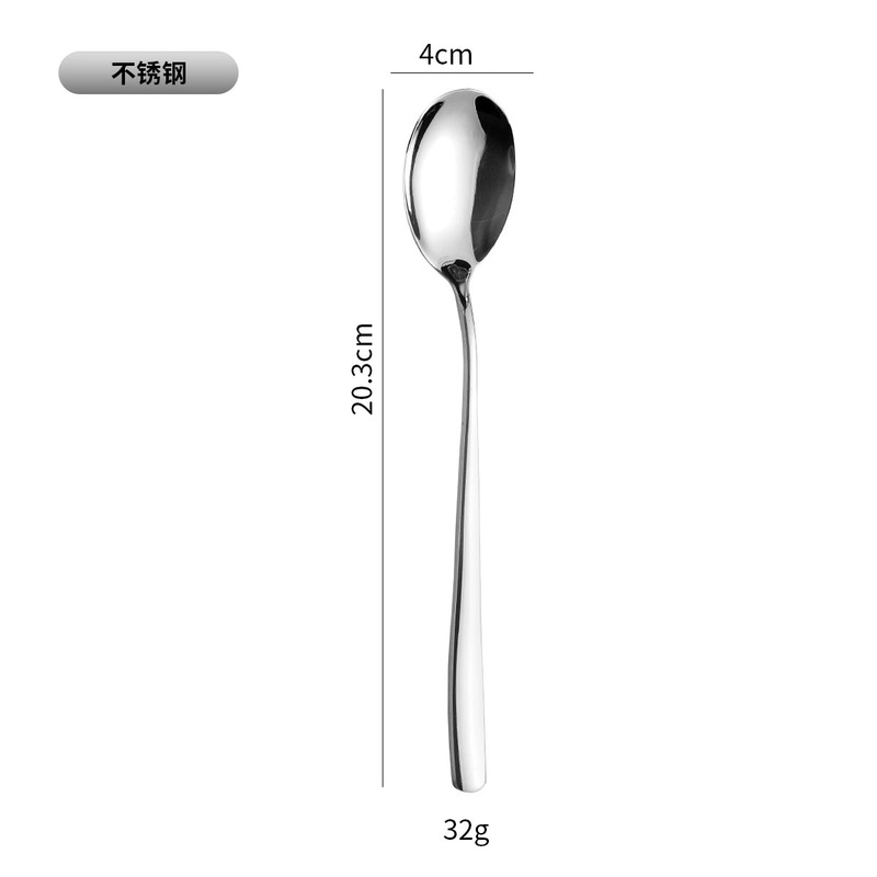 304 ステンレス鋼スプーン家庭用食器韓国スプーン食事スプーンロングハンドル肥厚スプーンコーヒー撹拌ラウンドスプーン|undefined