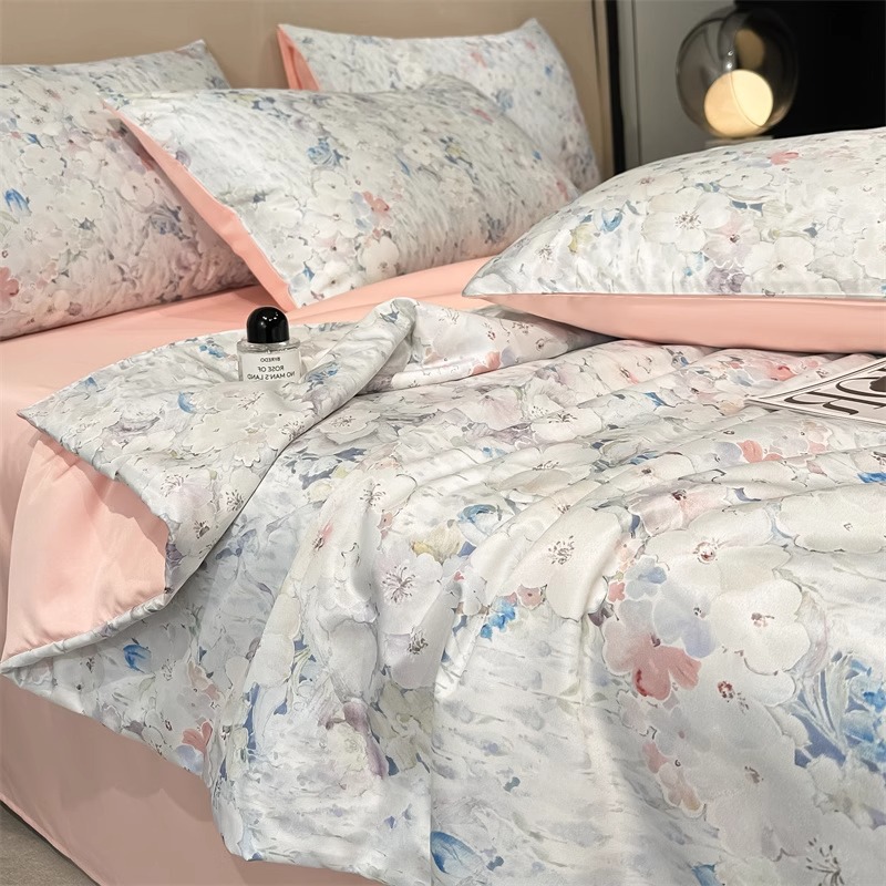 Sensación fresca de seda helada edredón fresco de verano edredón de aire acondicionado dormitorio de verano edredón individual edredón de verano núcleo se puede lavar a máquina edredón fino