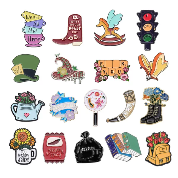 Cartoon Retro Geometric Metal Brooch Decoration