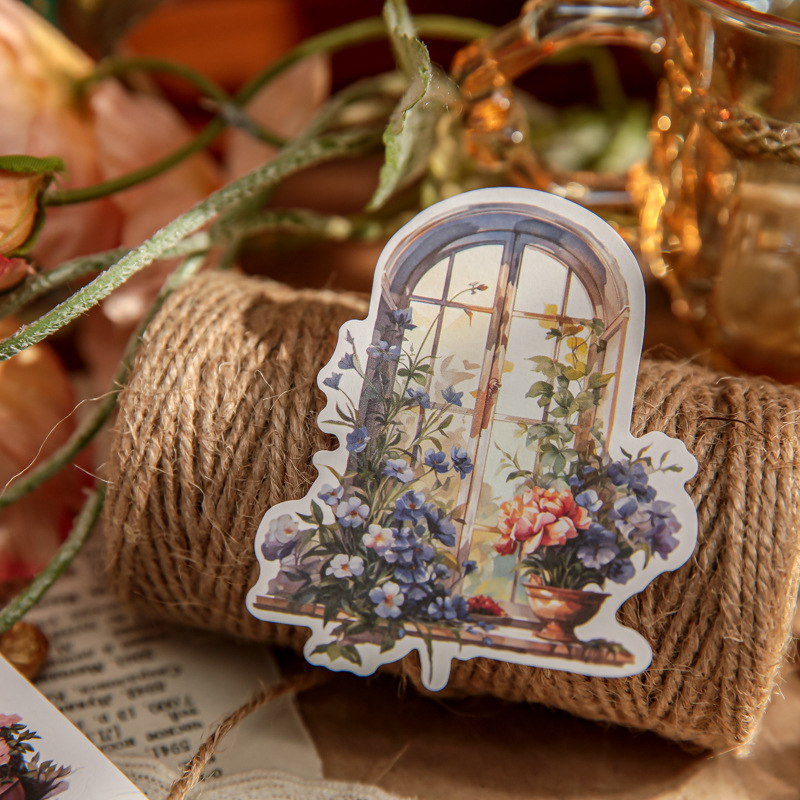 Mr. Paper mate PET calcomanías, hermosa serie de fantasía, ilustración de acuarela, flor y pájaro, tienda de mano, pegatinas decorativas de paisajismo