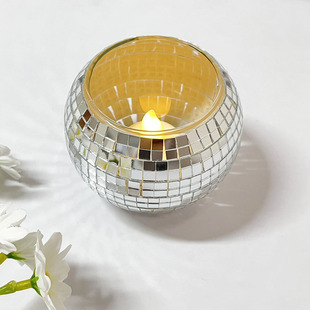 Cross-border New Product Disco Candlestick Mosaic Candlestick Home Accessories Ornaments Glass Candlestick Holiday Gift Ornaments