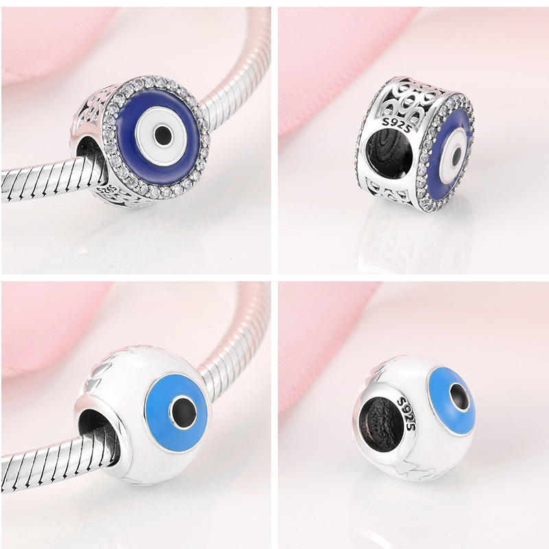 1 Piece Sterling Silver Zircon Devil'S Eye Polished Beads display picture 3