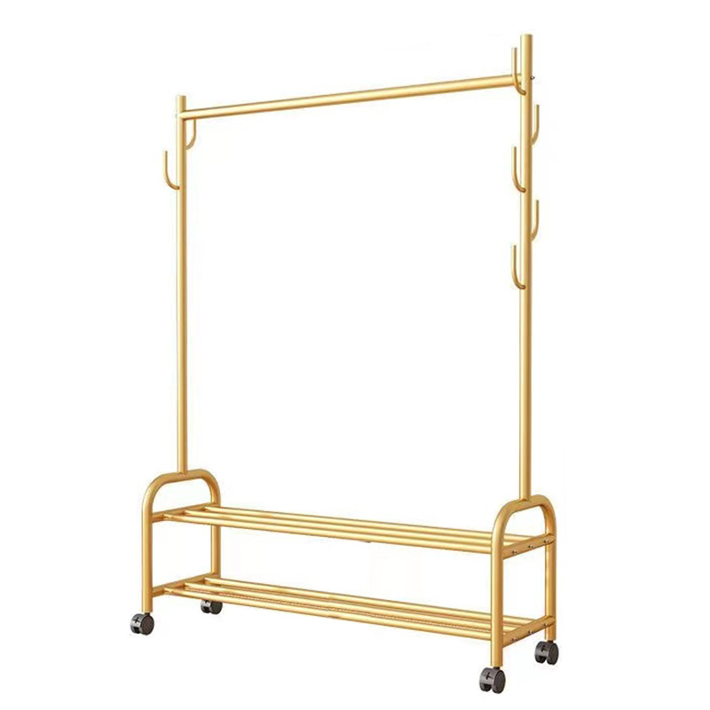 Percha de ropa vertical de piso con ruedas móviles gruesas percha de gorra doméstica de lujo ligera percha de ropa de dormitorio varilla de secado