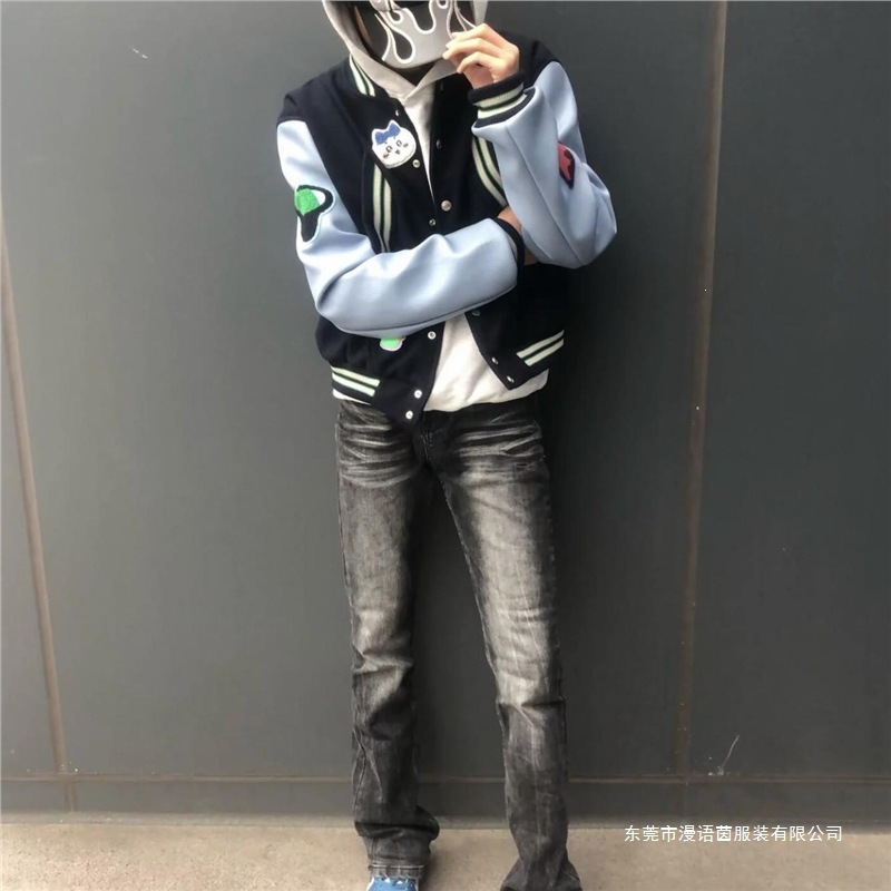 kikokostadinov限定蓝袖短款Kiko棒球服外套高街Cleanfit情侣夹克