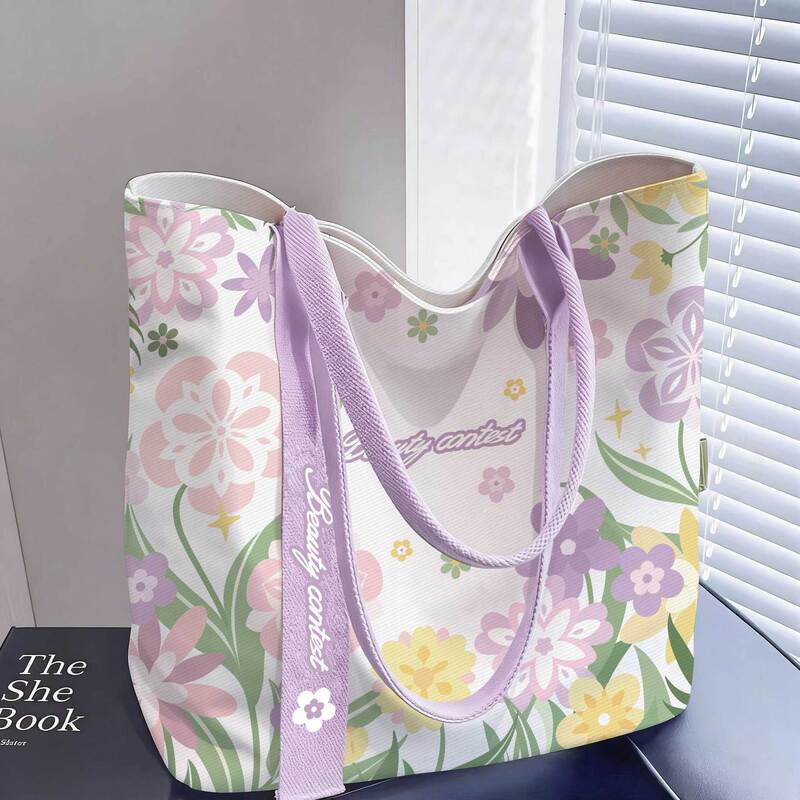 Summer Blossom Canvas Bag 2026 New Style Fresh and Simple Large Capacity Student Ins Versatile Commuting Shoulder Handbag Summer Blossom Canvas Bag 2026 New Style Fresh and Simple Large Capacity Student Ins Versatile Commuting Shoulder Handbag