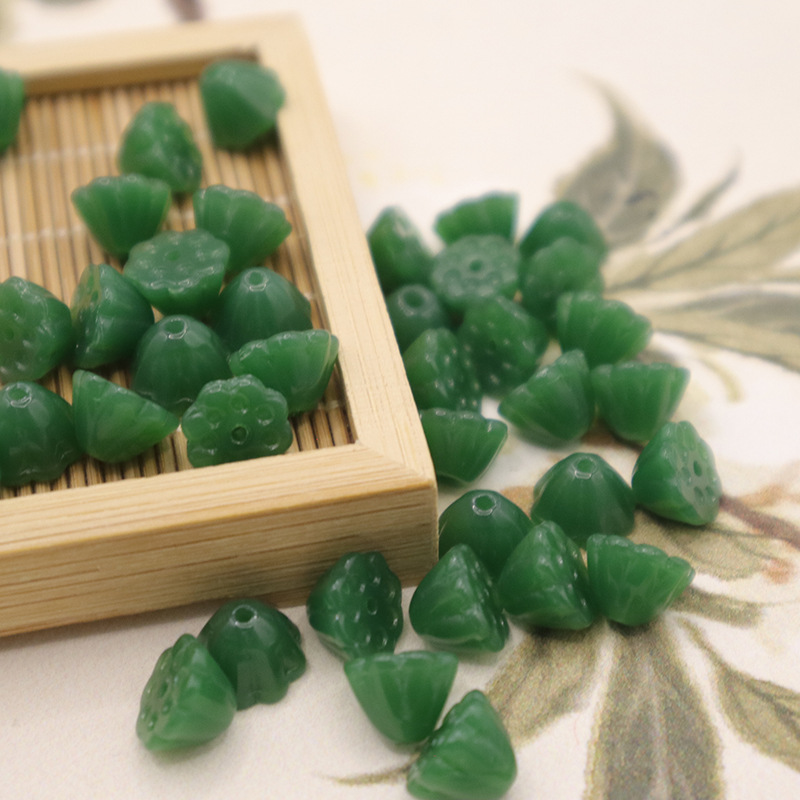 新中式琉璃莲蓬通孔不掉皮不掉色diy手工编织手链吊坠耳饰发饰配