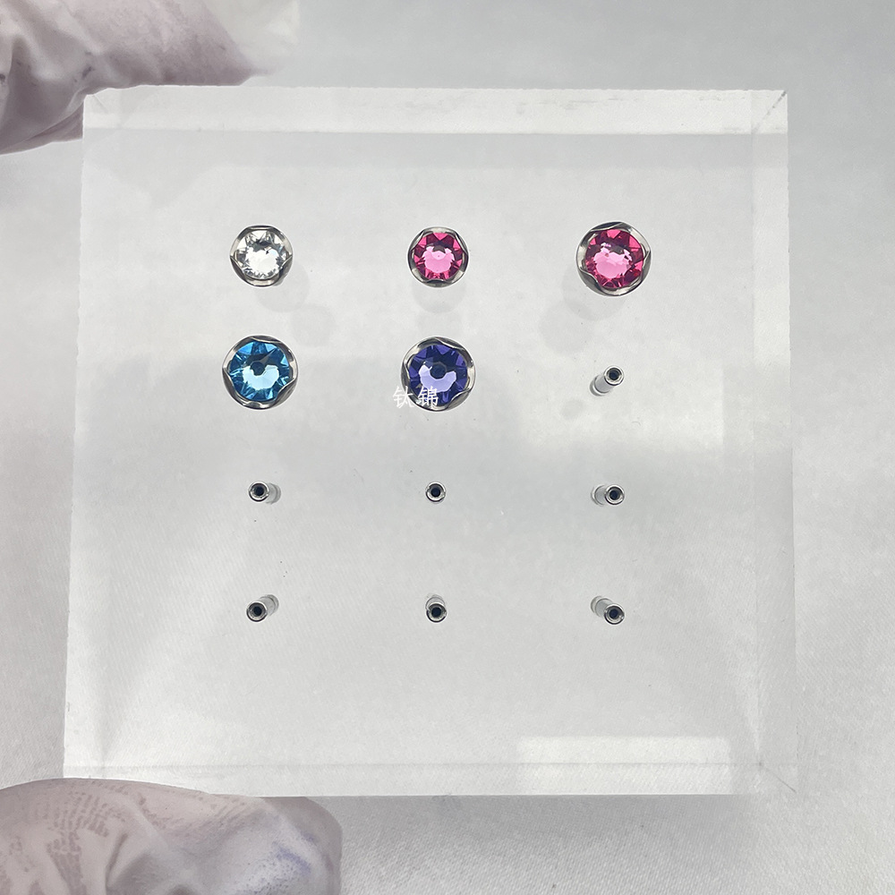 F136 Titanium Alloy Wavy Edge Swarovski Crystal Stud Lip Ring Ear Bone Pin Inner Thread Piercing Jewelry Earring