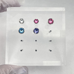 F136 Titanium Alloy Wavy Edge Swarovski Crystal Stud Lip Ring Ear Bone Pin Inner Thread Piercing Jewelry Earring