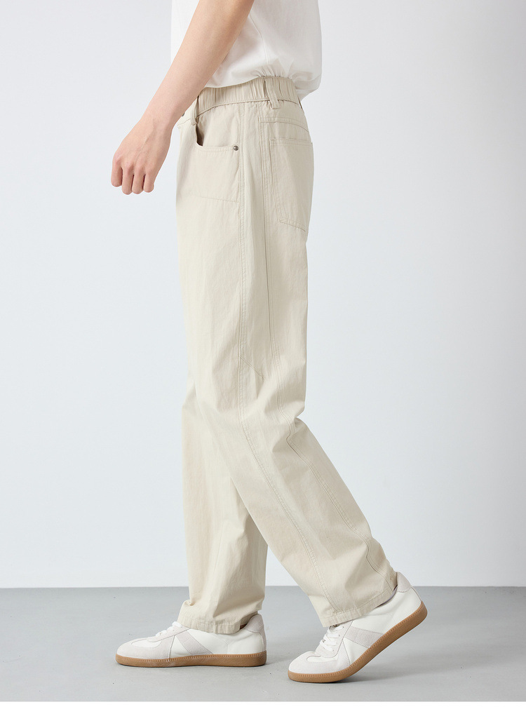 Quần kaki nam công sở chất liệu cotton pha lanh dáng suông — đen chi tiết 15