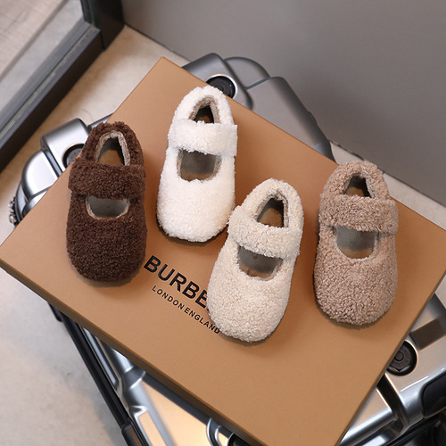 Children's Mao Mao Shoes 2025 Autumn Winter Korean Version Plush Kids' Shoes Girls' Fleece-lined Mao Mao Shoes Girls' Baby Cotton Shoes